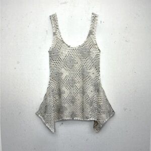 Zara Asymmetric Mesh Top L ecru/black NWT